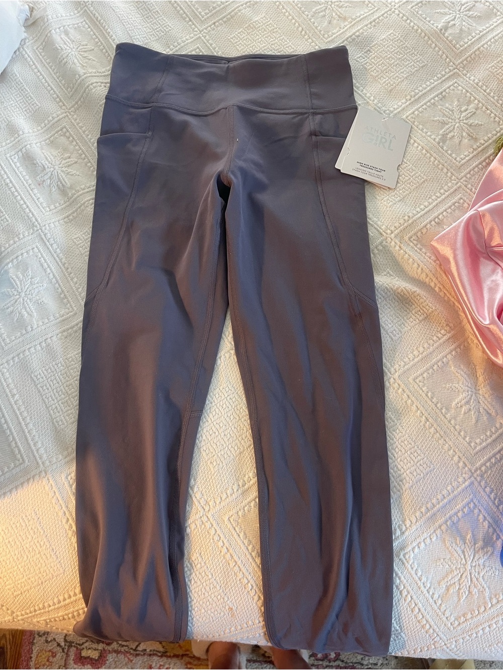 Athleta Girls Charcoal Gray Performance Leggings with Side Pocket